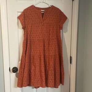 NWT Medium Roller Rabbit Eyelet Dress in Terracotta